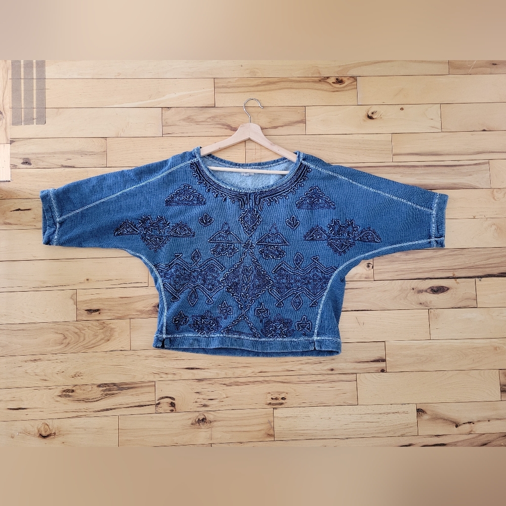 Urban Outfitters Ecote Blue Embroidered Top Cottagecore Fairycore Boho